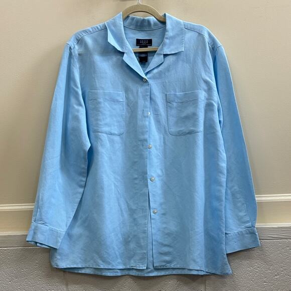 Liz Claiborne Crazy Horse women’s large Light Blue button down Top blouse - Picture 1 of 5